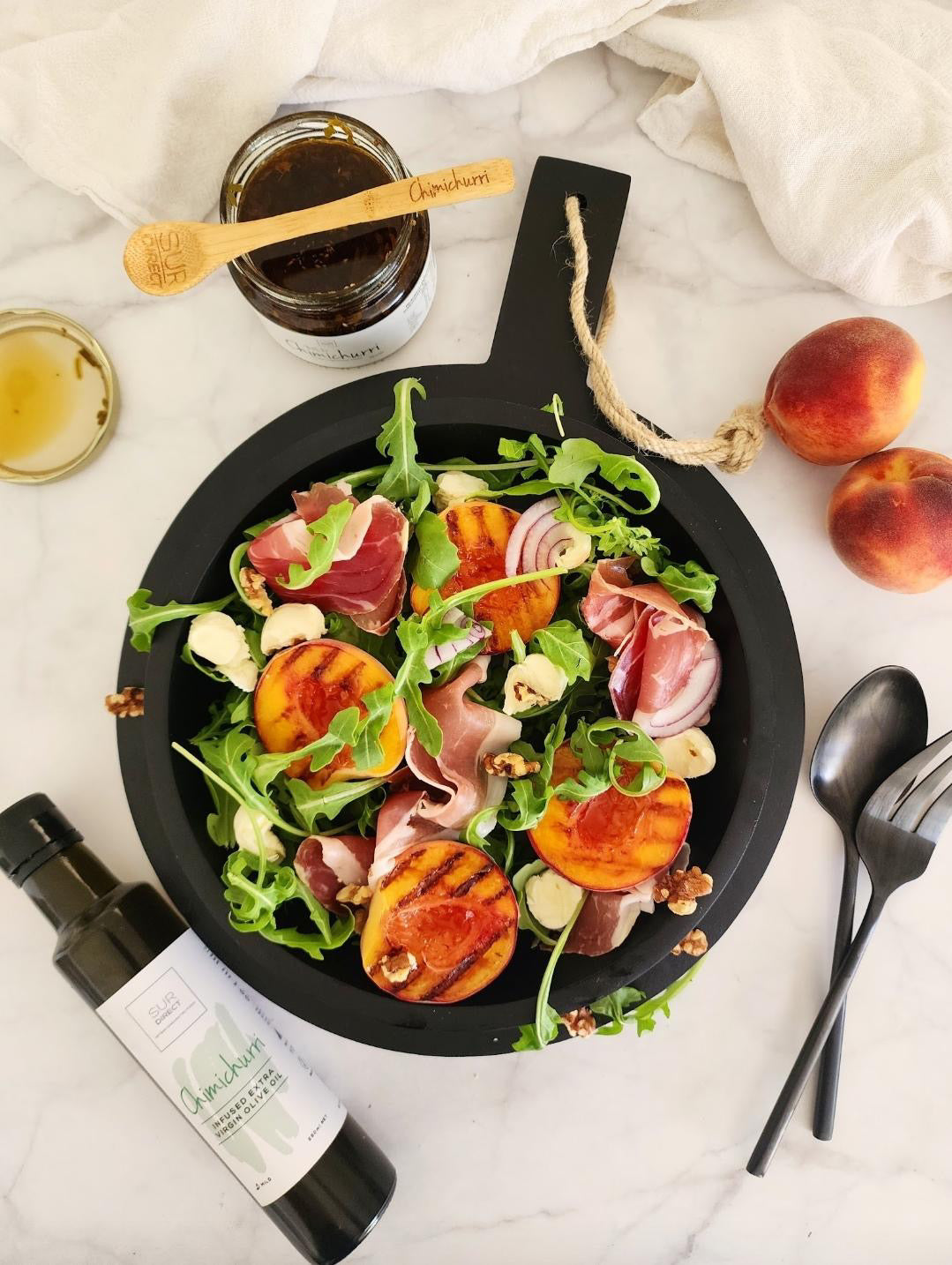 Chimichurri Peach Prosciutto Salad